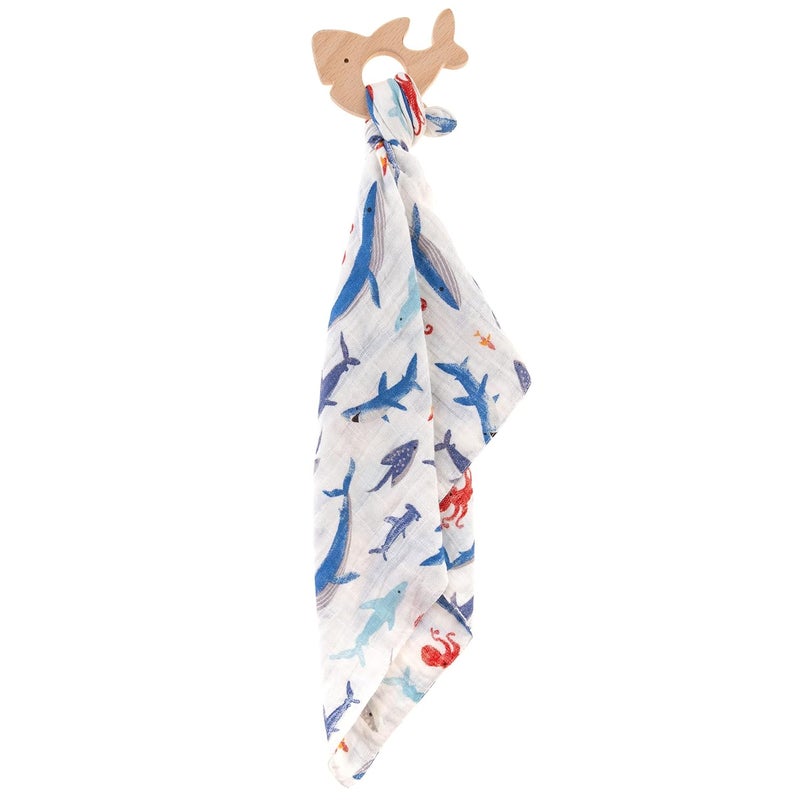 Stephen Joseph Muslin Lovie with Teether Shark - Image 1