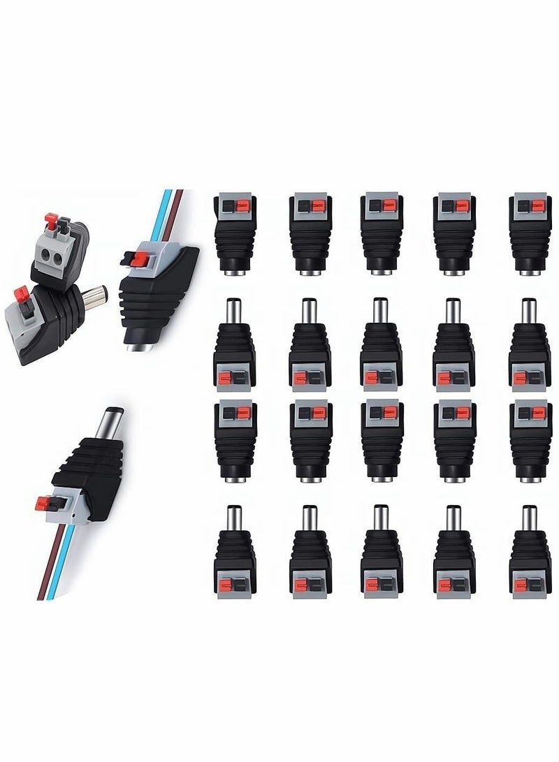 كابتن تيك DC Power Connector Plug, Male and Female DC Connector, DC Power Cable Jack Adapter, Power Jack Plug Adapter Socket for CCTV Camera and Led Strip Use , 10 Pairs, 5.5 x 2.1 mm - Image 1