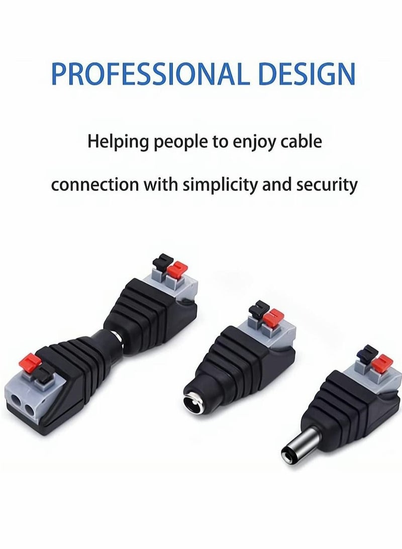 كابتن تيك DC Power Connector Plug, Male and Female DC Connector, DC Power Cable Jack Adapter, Power Jack Plug Adapter Socket for CCTV Camera and Led Strip Use , 10 Pairs, 5.5 x 2.1 mm - Image 5