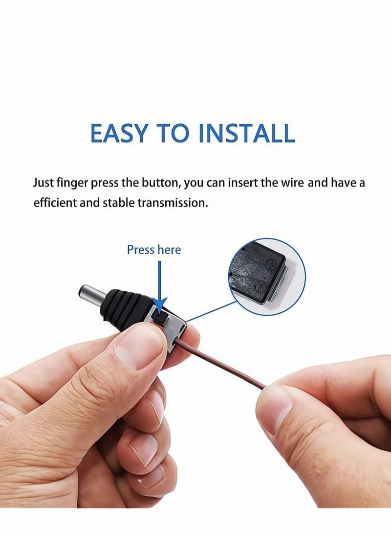 كابتن تيك DC Power Connector Plug, Male and Female DC Connector, DC Power Cable Jack Adapter, Power Jack Plug Adapter Socket for CCTV Camera and Led Strip Use , 10 Pairs, 5.5 x 2.1 mm - Image 2