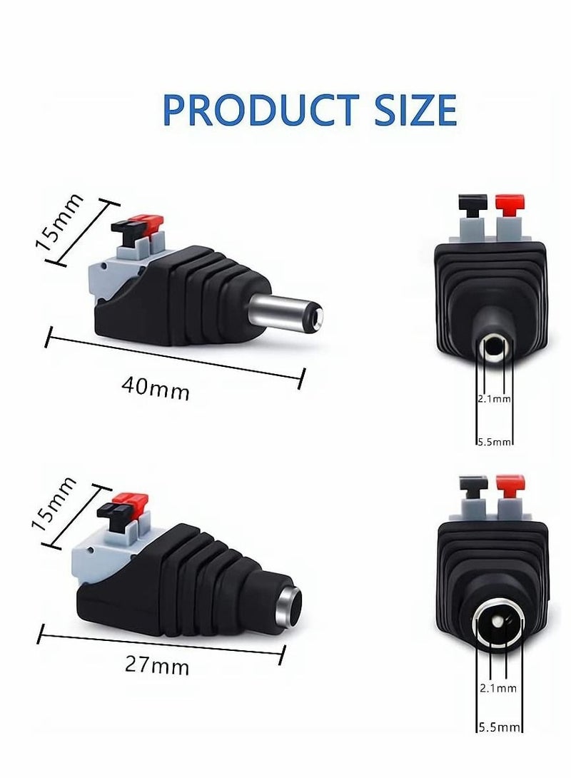 كابتن تيك DC Power Connector Plug, Male and Female DC Connector, DC Power Cable Jack Adapter, Power Jack Plug Adapter Socket for CCTV Camera and Led Strip Use , 10 Pairs, 5.5 x 2.1 mm - Image 4