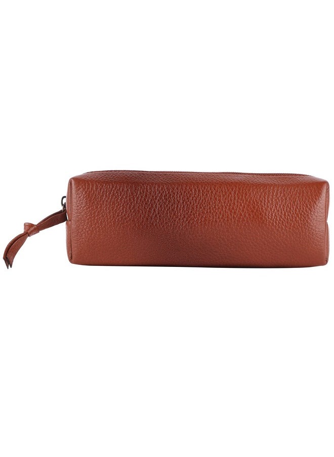 HAMMONDS FLYCATCHER - HAMMONDS FLYCATCHER Leather Utility Pouch-Multi-Use Genuine Leather Pencil Case, Cosmetic Pouch, Stationery Pouch, Coin Pouch, Makeup Brush Pouch For Women & Men-School & Office Organizer-Tan - 5 Cm - Image 1
