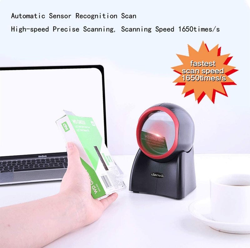 LENVII E655 2D Barcode Scanner Automatic Scanning QR Code Scanner Hands-Free USB Wired Barcode Reader 1D for POS PC Supermarket Bookstore Retail Mall Support Screen Scanning - Image 4