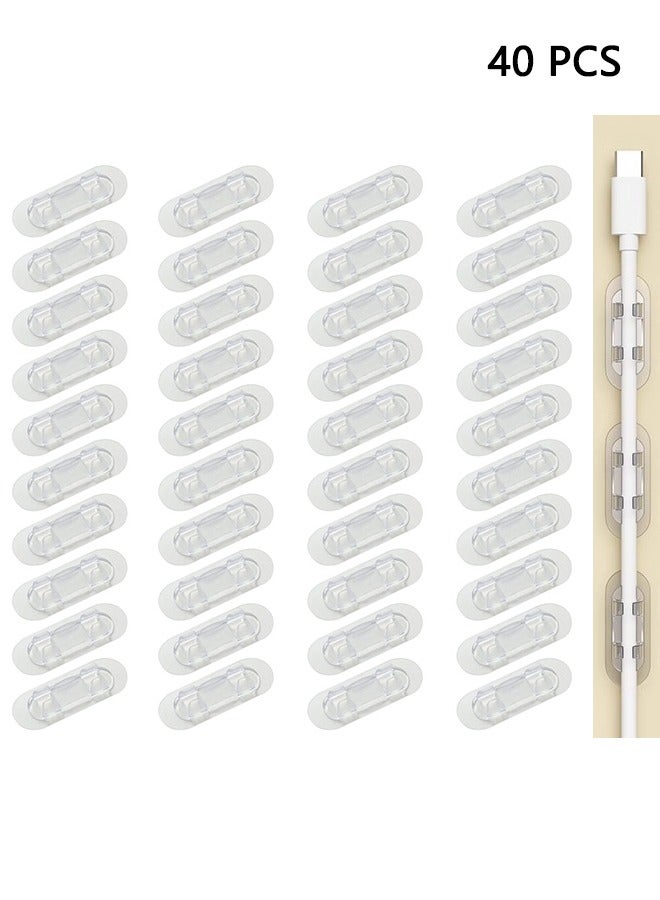 Loquat 40 Pcs Cord Wire Organizer Clip, Tie Fixer Fastener Holder, Socket Line Cord Wire Clip, Transparent - Image 1