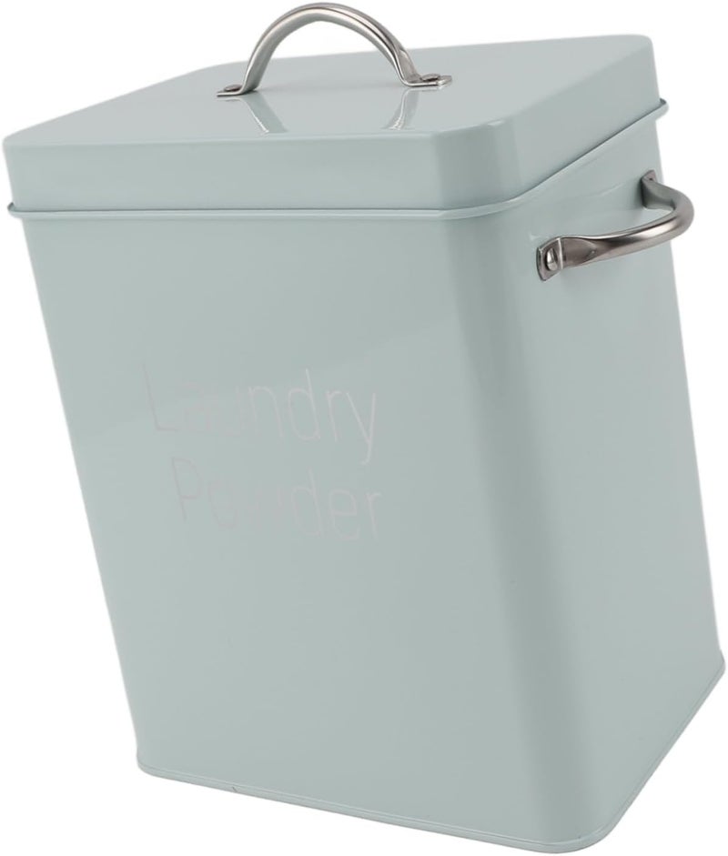 YOSOO Metal Food Storage Bin with Lid and Scoop, Metal Laundry Container Dual Side Handles Spoon Lid Laundry Powder Container for Washing Powder Rice Dog Food Farmhouse Storage Box (Light Green) - Image 3