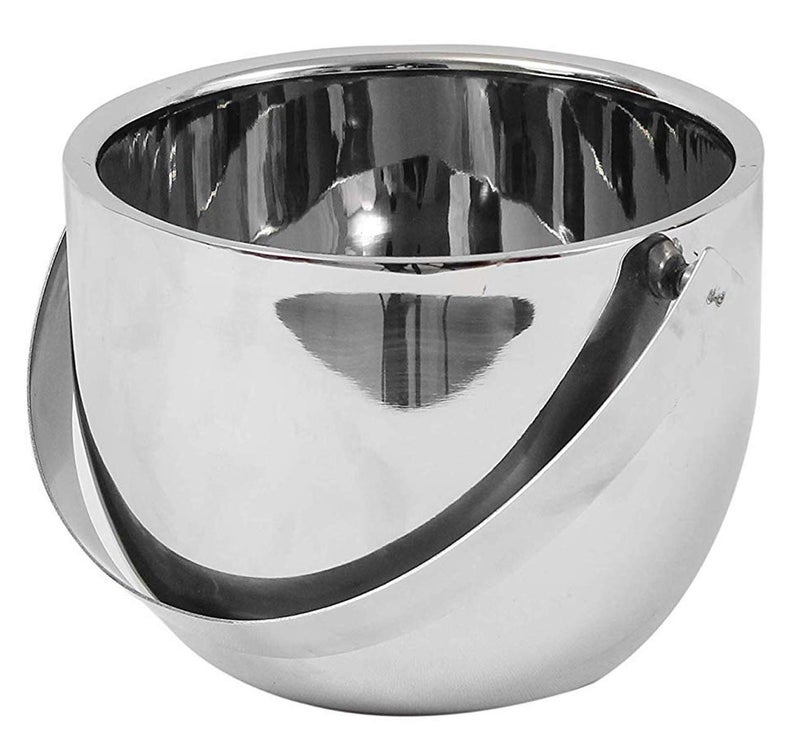 HAINE Double Wall Chrome Finish Silver Ice Bucket with Lid, Handle and Ice Tong, Stainless Steel - Image 4
