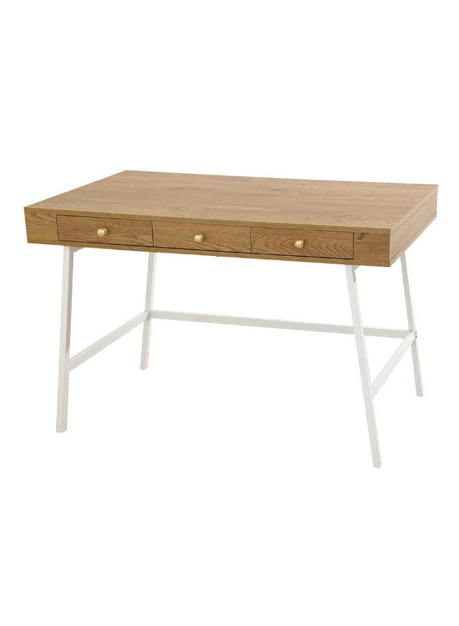 DANUBE HOME Dorran Office Desk w/ 3 Drawers | Computer Table | Art And Crafts Desk Workstation | Modern PC Laptop Table | Wooden Study Table For Home Office L110xW50xH75cm -Brown  - Image 2