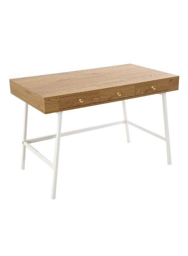DANUBE HOME Dorran Office Desk w/ 3 Drawers | Computer Table | Art And Crafts Desk Workstation | Modern PC Laptop Table | Wooden Study Table For Home Office L110xW50xH75cm -Brown  - Image 4
