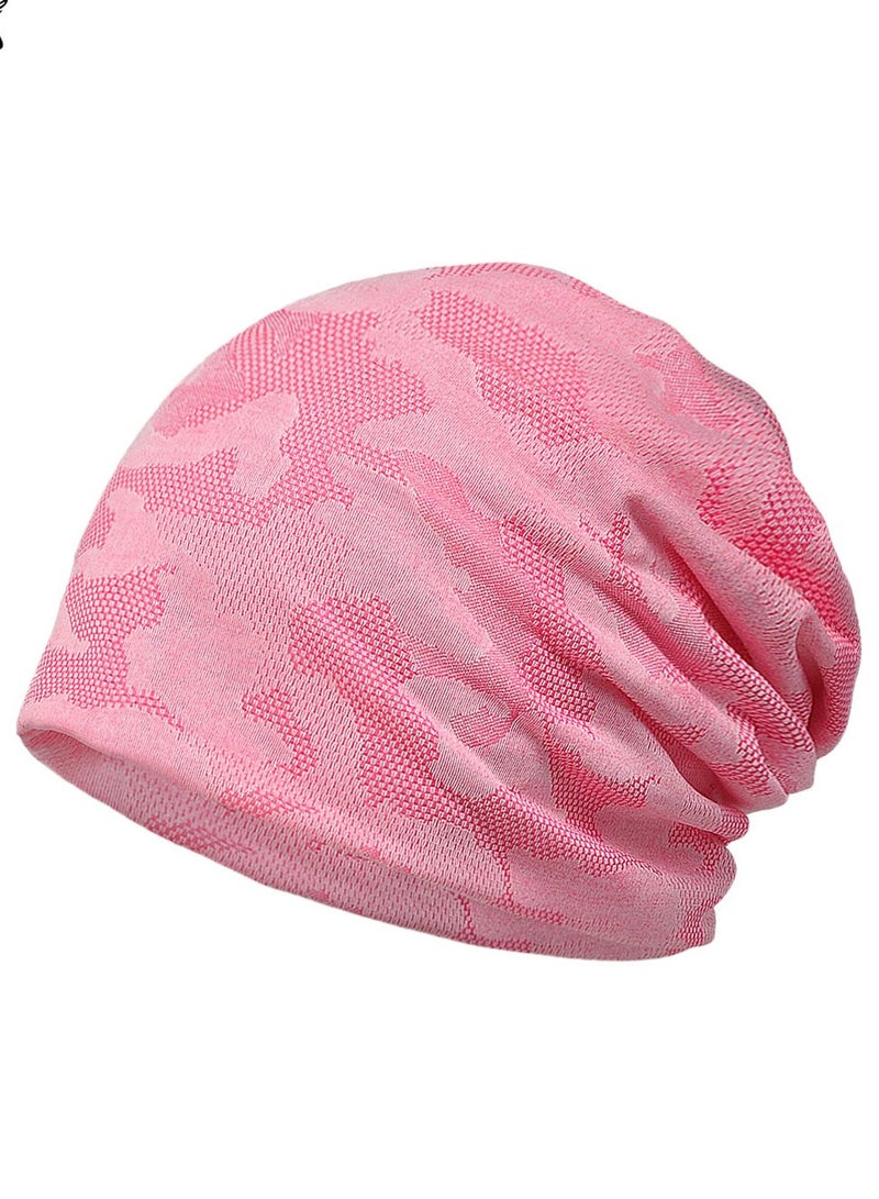 Loquat Infinity Scarf Headwear Cap Mesh Breathable Beanie Hat Rose Pink 