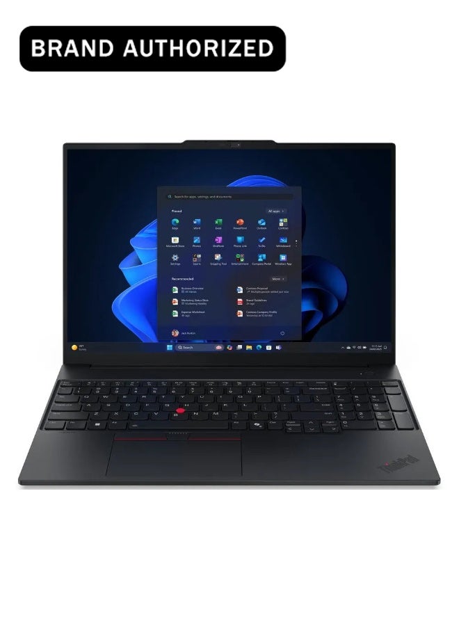 ThinkPad E16 Gen 3 Laptop, Intel Core Ultra 7 256V Processor, 16GB LPDDR5x RAM, 512GB SSD, 16" WUXGA Display, DOS, Backlit English Keyboard, 1 Year Warranty | 22AY0016GQ English/Arabic Keyboard English/Arabic black