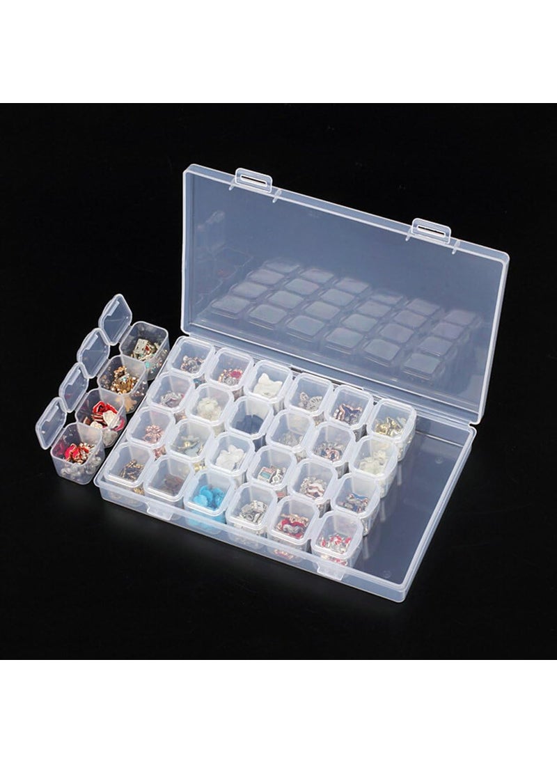 CLIXERA CLIXERA 28 Grids Storage Box Organizers Clear Bead Container Simuer Diamond Embroidery Box Diamond Painting Accessory Storage Box Transparent Jewelry Nail Art Accessory Container Case  - Image 1