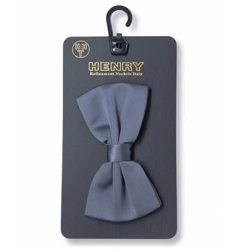 Henry Refinement Elegant Mens Pre Tied Solid Color Bow Necktie- Gray