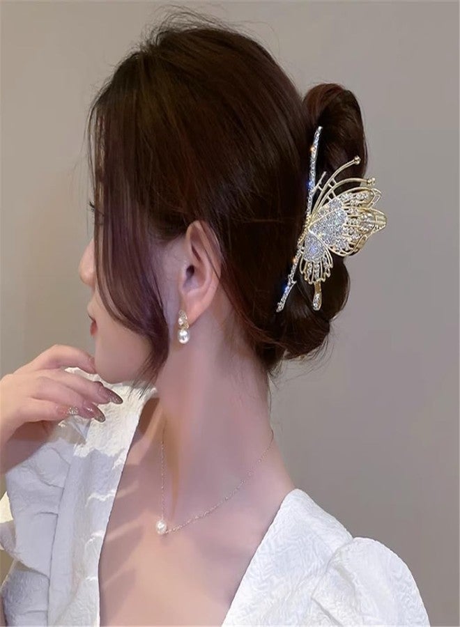 مجموعة إكسسوارات الشعر من RHOSYN، مشابك شعر معدنية كورية على شكل فراشة مرصعة بأحجار الراين، للنساء والفتيات، مشابك شعر على شكل كعكة جودا، عبوة من قطعة واحدة. - Image 4