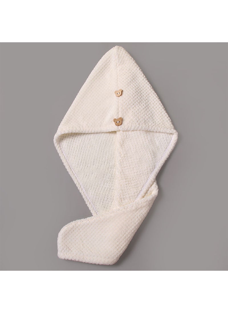 Generic Super Absorbent Quick Dry Hair Cap Womens Bath Hat Head Wrap Hair Drying Towel Cute Coral Fleece Hair Accessories 0541-beige 
