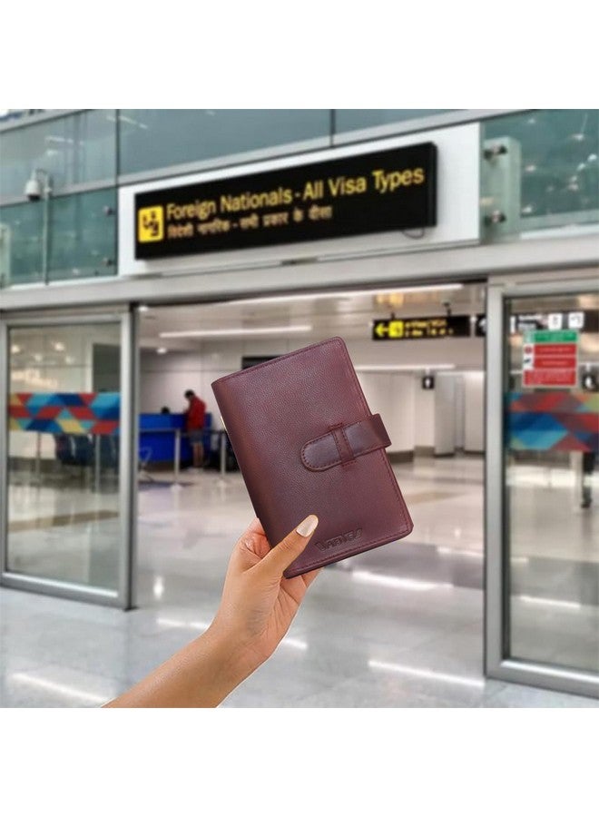 ABYS محفظة جواز سفر نسائية من الجلد الأصلي ABYS || حامل جواز سفر || حامل بطاقة ائتمان || حامل عملات || مشبك نقود (بني) - Image 5