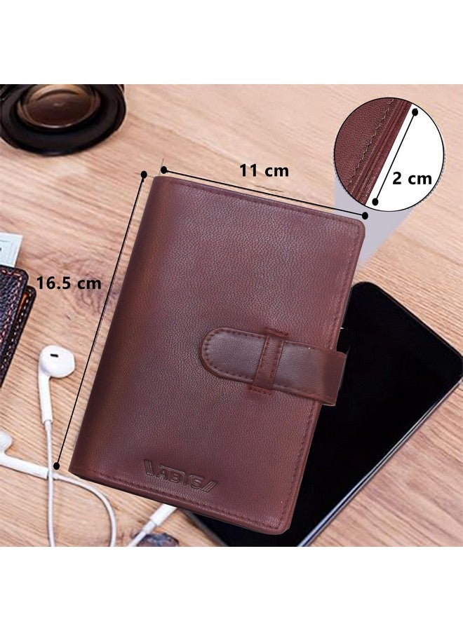 ABYS محفظة جواز سفر نسائية من الجلد الأصلي ABYS || حامل جواز سفر || حامل بطاقة ائتمان || حامل عملات || مشبك نقود (بني) - Image 2