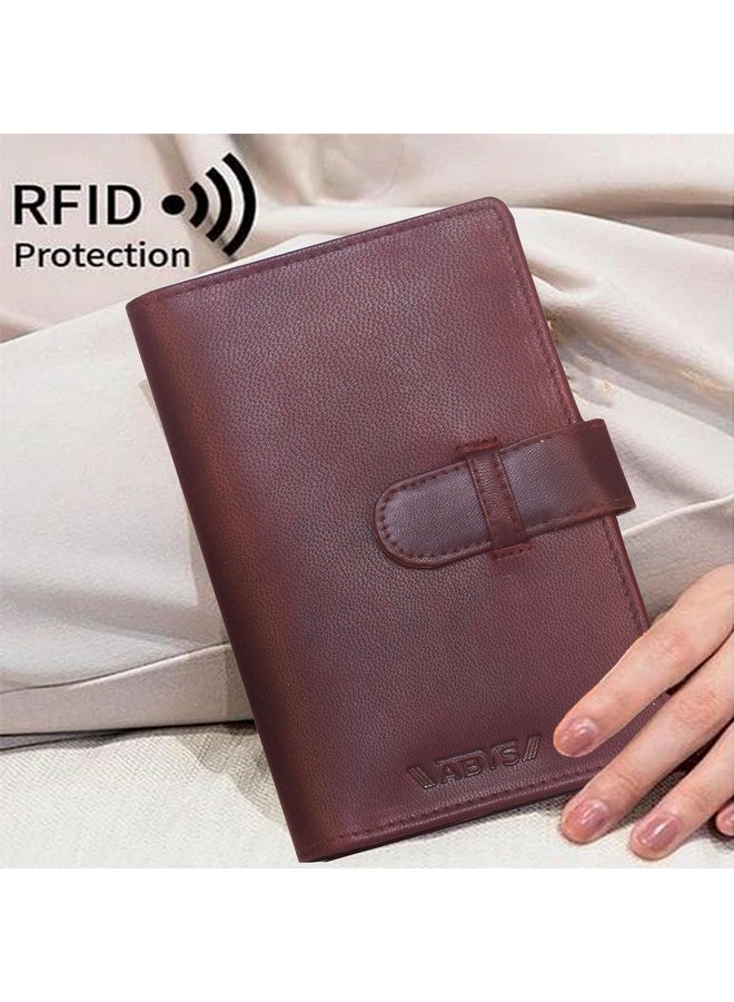 ABYS محفظة جواز سفر نسائية من الجلد الأصلي ABYS || حامل جواز سفر || حامل بطاقة ائتمان || حامل عملات || مشبك نقود (بني) - Image 3