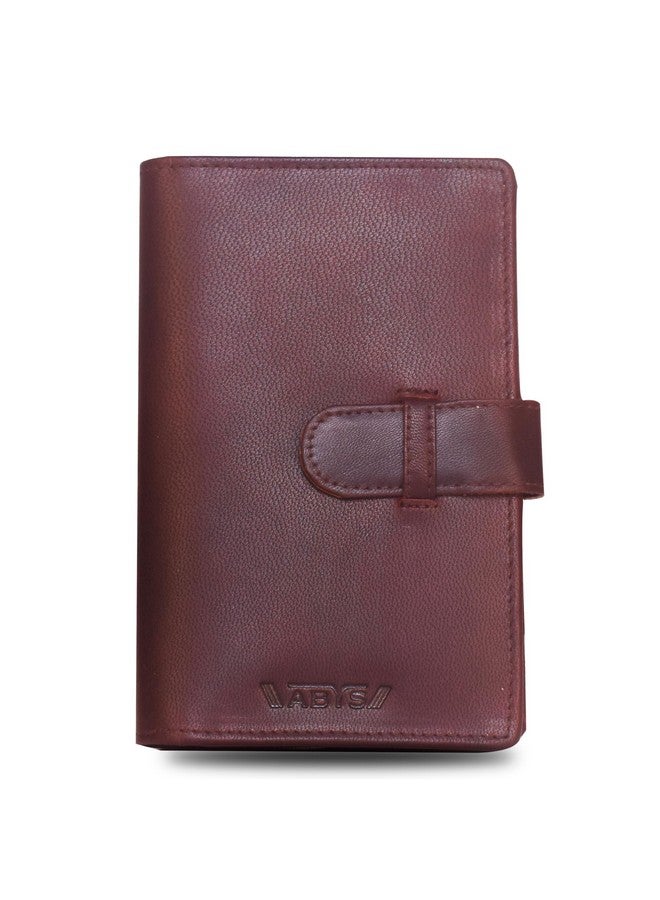 ABYS محفظة جواز سفر نسائية من الجلد الأصلي ABYS || حامل جواز سفر || حامل بطاقة ائتمان || حامل عملات || مشبك نقود (بني) - Image 1