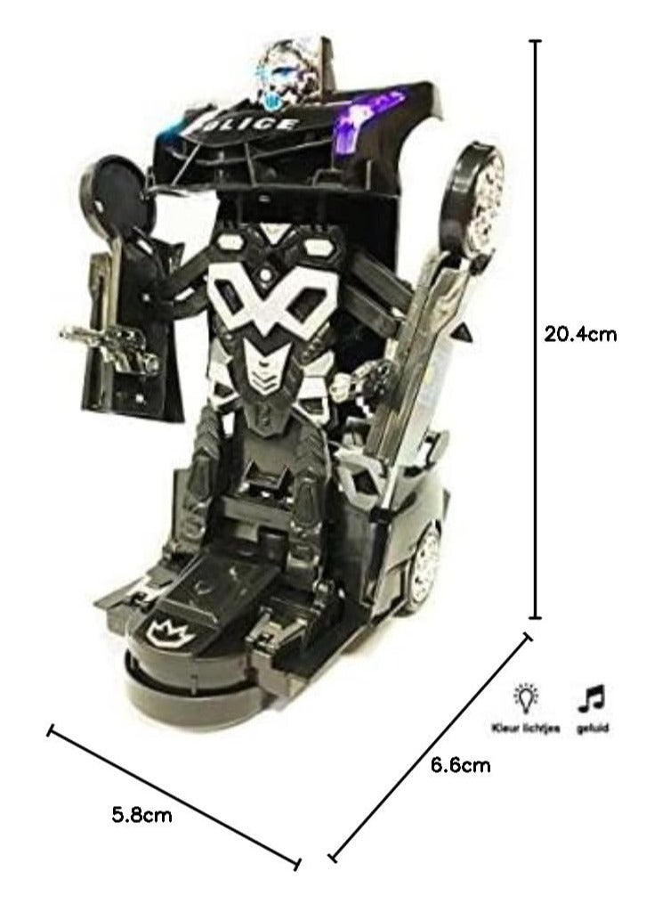 Generic Police Transforming Car Robot Toy for Kids – Venom Design with Lights & Sounds – Automatic Transformation – Fun Gift for Boys Ages 3+ - Image 2