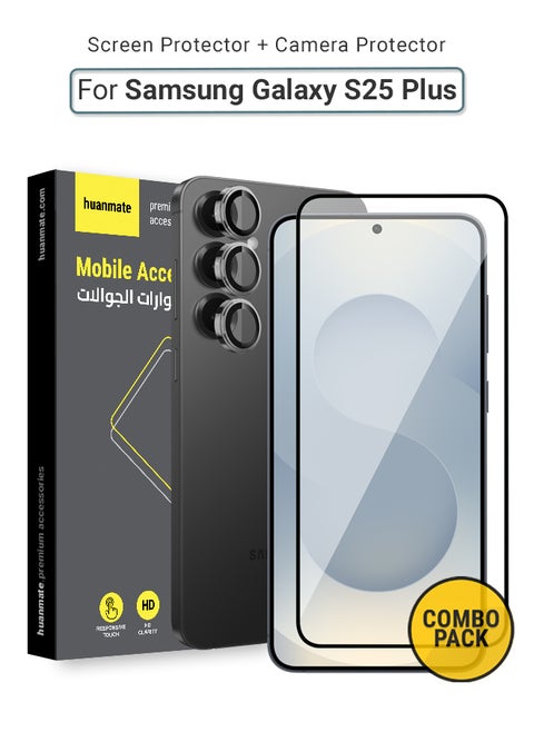 2 in 1 Samsung Galaxy S25 Plus Screen & Camera Protector - High Transparency Full Coverage Shield for Scratch & Impact Protection - Screen & Camera Protector for Samsung Galaxy S25 Plus