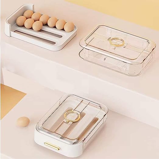 Whixant Egg Holder for Refrigerator Automatic Rolling Egg Storage Box for Fridge Egg Container Boxs Organizer Egg Tray Multicolor - Image 3