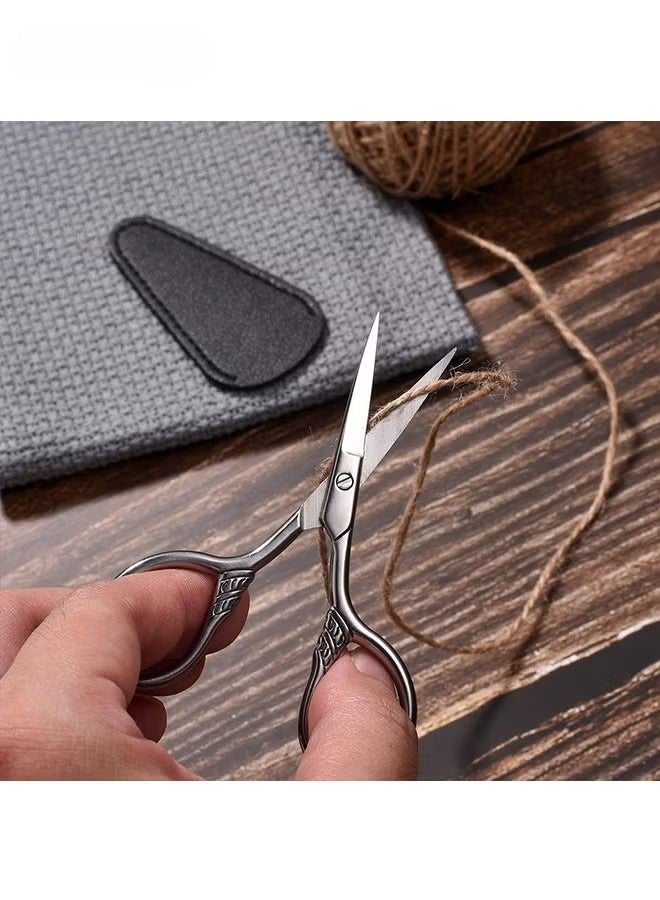 Small Precision Scissors, 3.7inch Stainless Steel Multi-Purpose Vintage Beauty Grooming Kit for Facial Hair, Eyebrow, Eyelash, Beard, Moustache with PU Sheath - Image 5