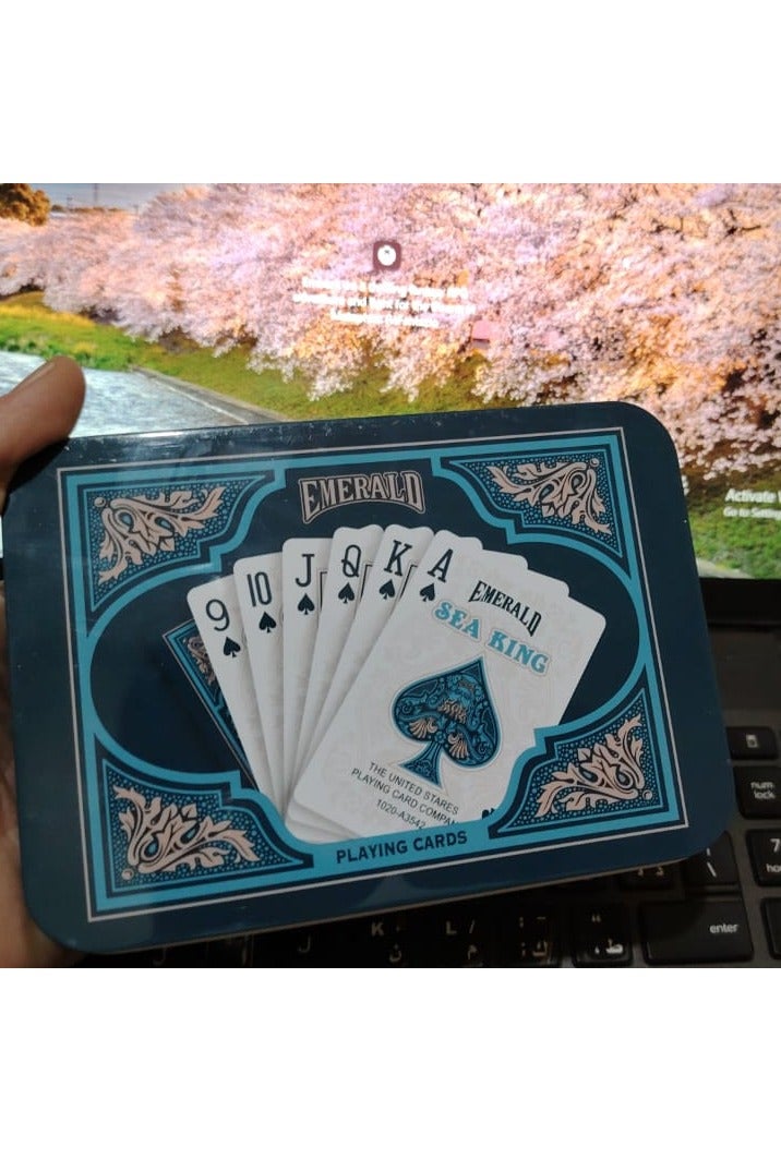 Emerald Luxury Playing Card Set with Royal Design - Two Boxes in an Elegant Metal Box. Playing Cards - Metal Card Box - Card Games - Group Games - Family Games - Image 1