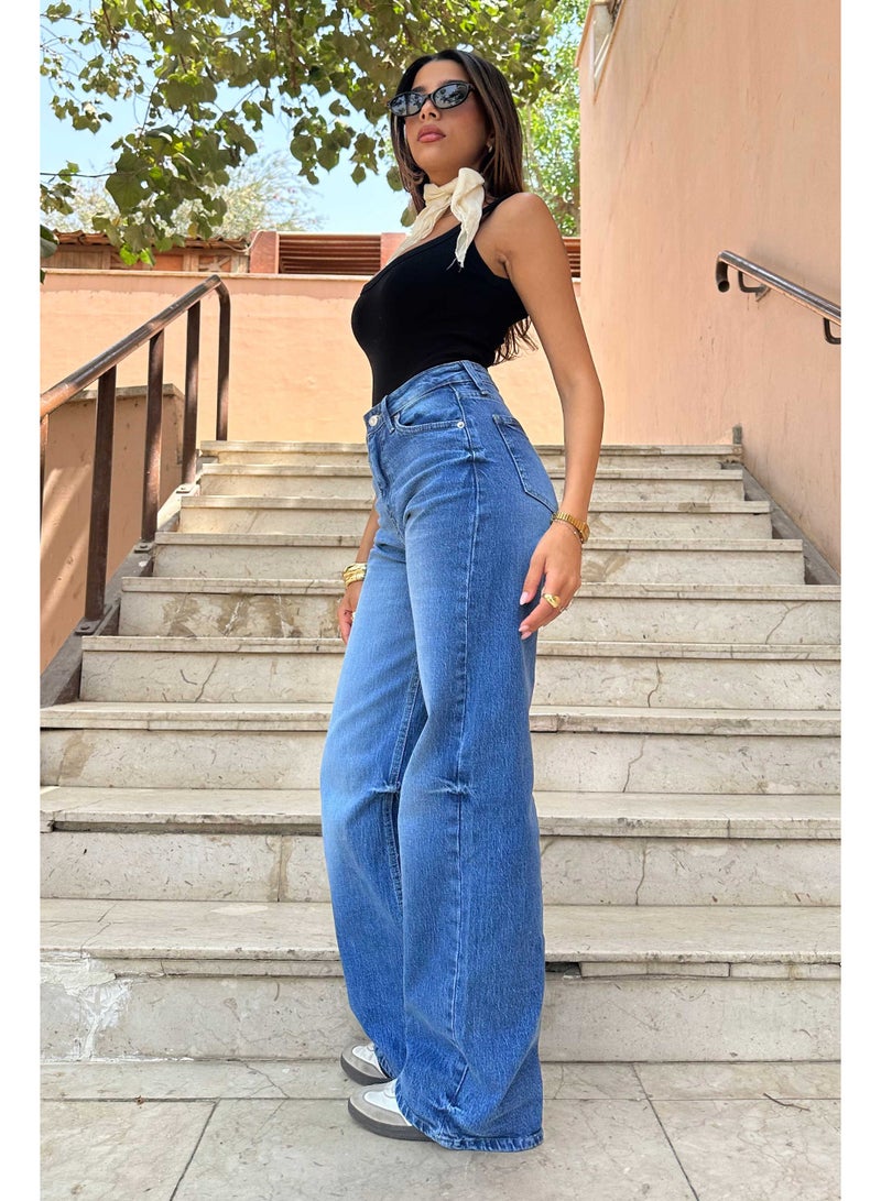 CIZARO Wide-Leg - High-Waist True Blue Washed Jeans - Image 3