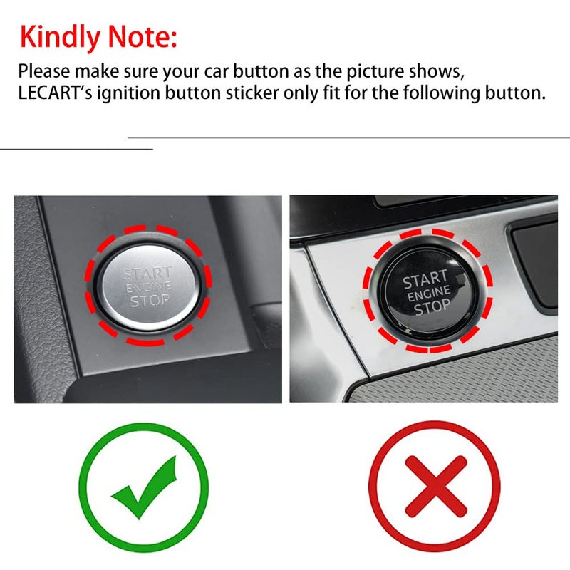 LECART Car Accessories Fit for Audi A4 A5 A6 A7 Q5 Red Car Engine Start Button Cover Stickers Auto Interior Decoration Metal Keyless Ignition Button Decor Trim 2Pcs - Image 2