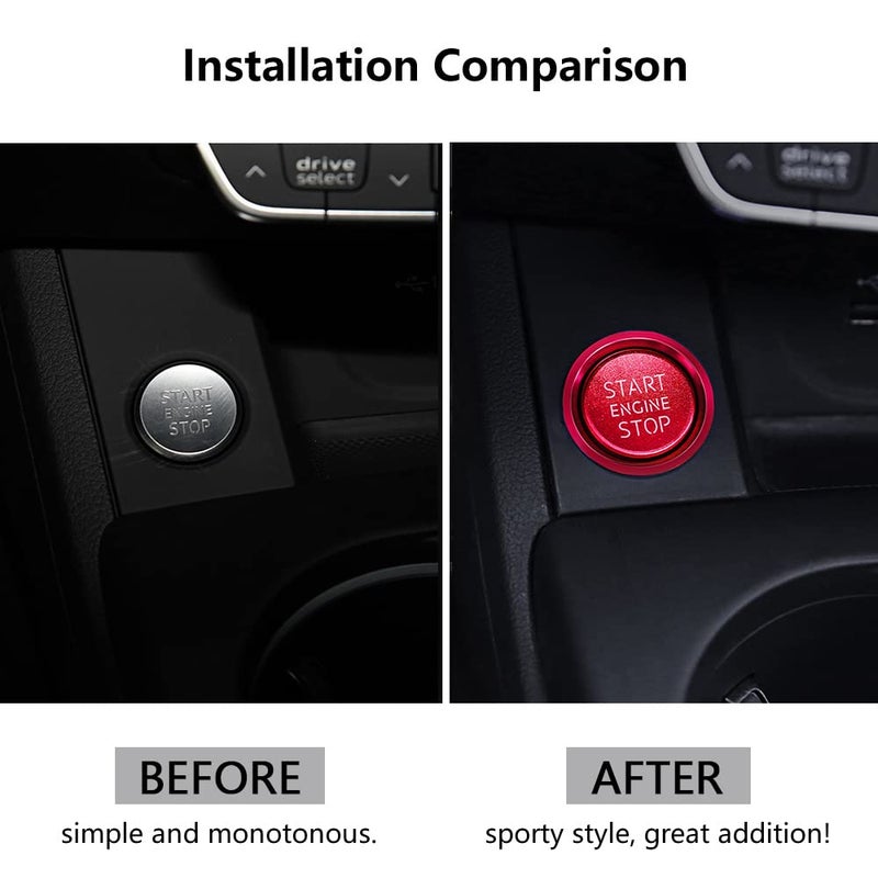 LECART Car Accessories Fit for Audi A4 A5 A6 A7 Q5 Red Car Engine Start Button Cover Stickers Auto Interior Decoration Metal Keyless Ignition Button Decor Trim 2Pcs - Image 5