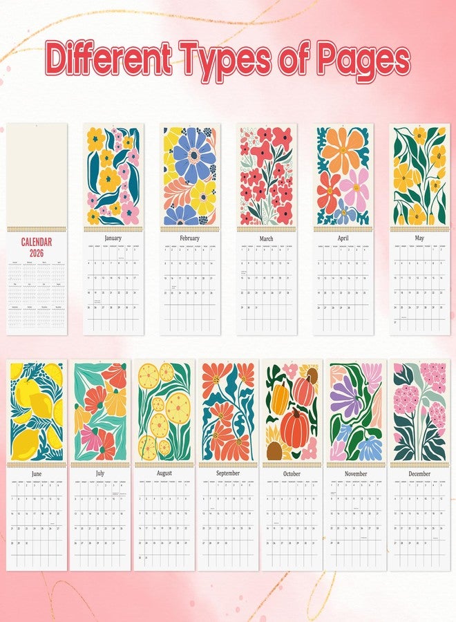 JAPBOR Wall Hanging Calendar 2026-12 Months Hanging Calendar Planner, Aesthetic Floral Flower Abstract Design Weekly Monthly Organizer for Home Office Living Room 2025-2026 (14" x 11") - Image 3