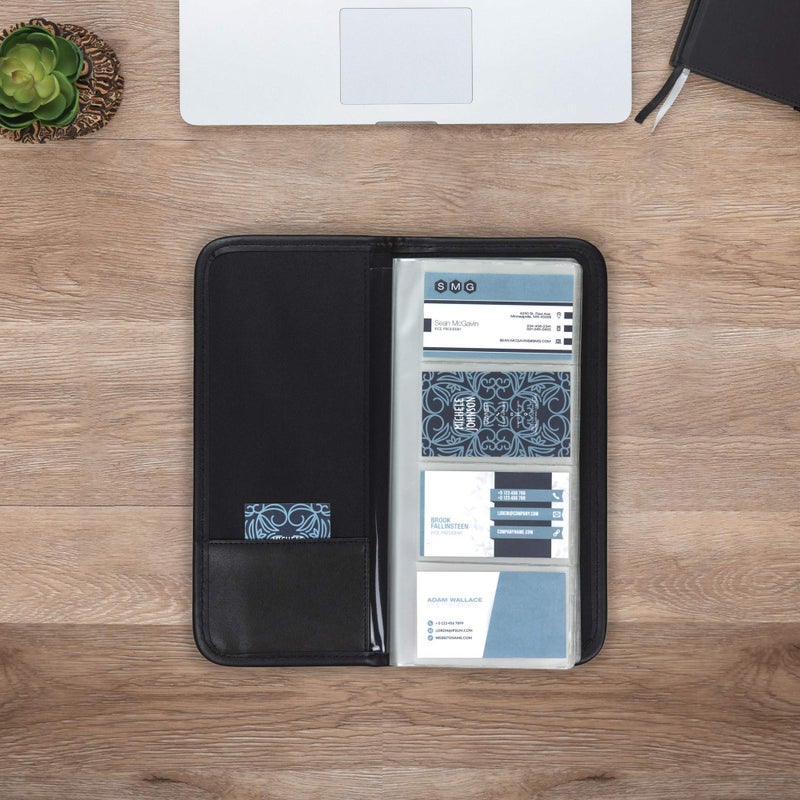 Samsill Professional Business Card Organizer with Padded Cover, Card Holder for 160 Cards, Black - Image 5