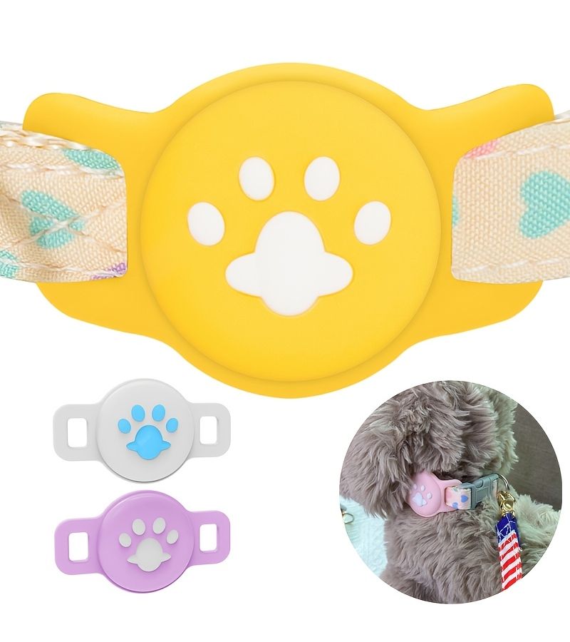 Pink Silicone AirTag Case for Pets Anti Loss Protective Cover - Image 1