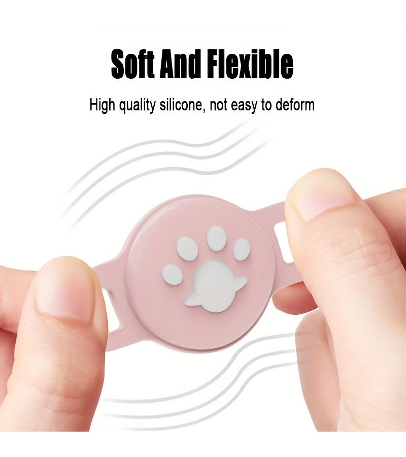 Pink Silicone AirTag Case for Pets Anti Loss Protective Cover - Image 4