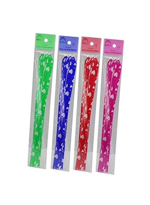 E Shopping E Shopping Pull Flower Ribbon for Gift Wrap & Decoration Multicolor 50 pcs, Free 50 Mix Sticker of Best Wishes and Best Compliment  - Image 3
