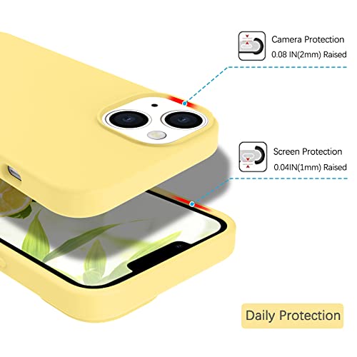 GUAGUA Compatible with iPhone 13 Case 6.1 Inch Liquid Silicone Soft Gel Rubber Slim Thin Microfiber Lining Cushion Texture Cover Shockproof Protective Phone Case for iPhone 13, Yellow - Image 5