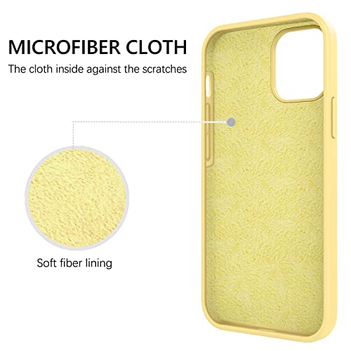 GUAGUA Compatible with iPhone 13 Case 6.1 Inch Liquid Silicone Soft Gel Rubber Slim Thin Microfiber Lining Cushion Texture Cover Shockproof Protective Phone Case for iPhone 13, Yellow - Image 3