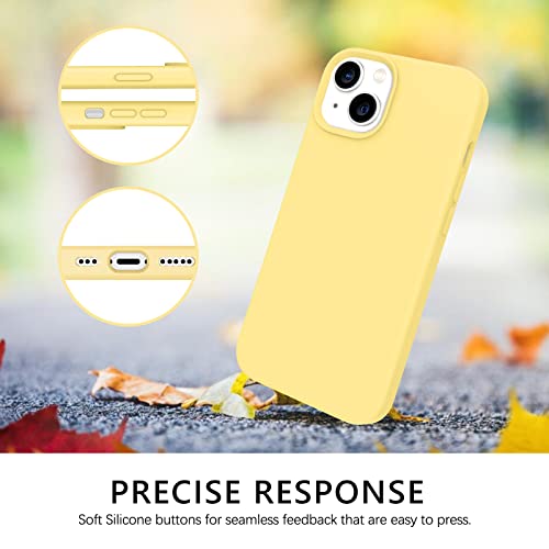 GUAGUA Compatible with iPhone 13 Case 6.1 Inch Liquid Silicone Soft Gel Rubber Slim Thin Microfiber Lining Cushion Texture Cover Shockproof Protective Phone Case for iPhone 13, Yellow - Image 4