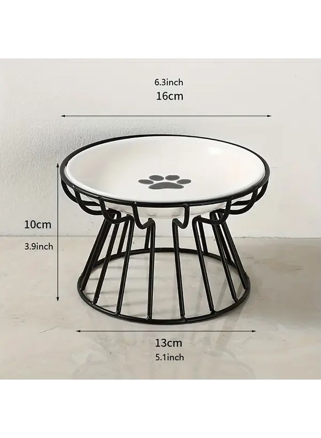 Nordic Style Elevated Pet Bowl Metal Stand Ceramic Cat Bowl Green Fish Design Anti Neck Non Tipping - Image 2