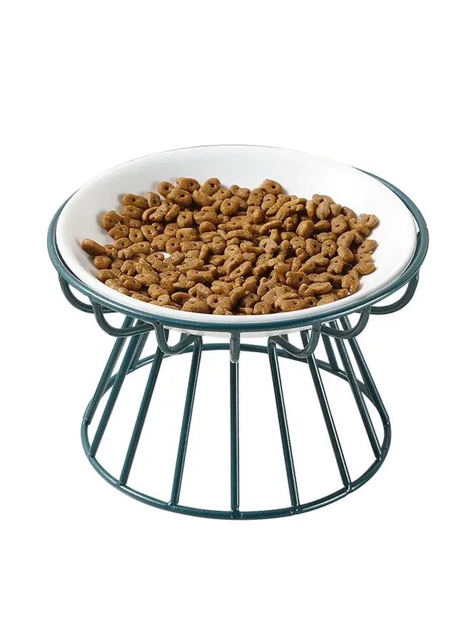 Nordic Style Elevated Pet Bowl Metal Stand Ceramic Cat Bowl Green Fish Design Anti Neck Non Tipping - Image 4
