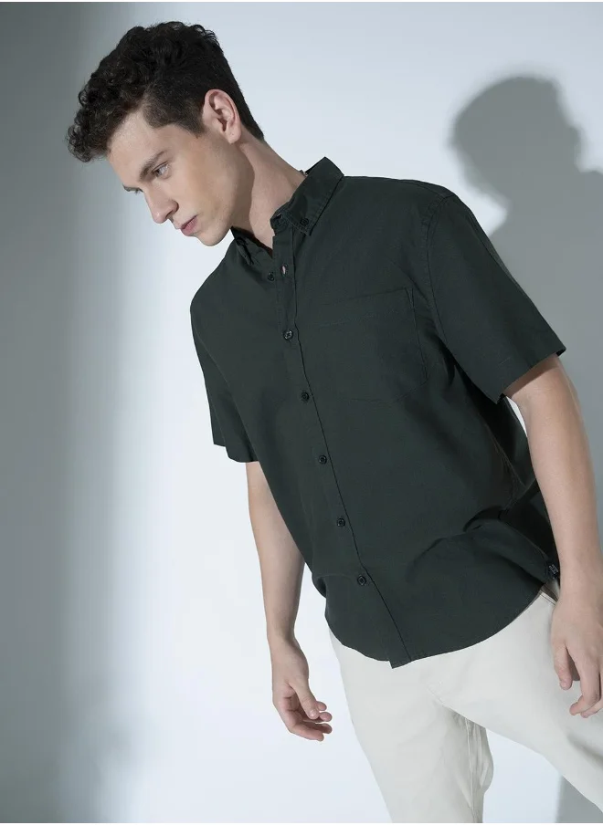 Hubberholme Dark Green Shirt For Men