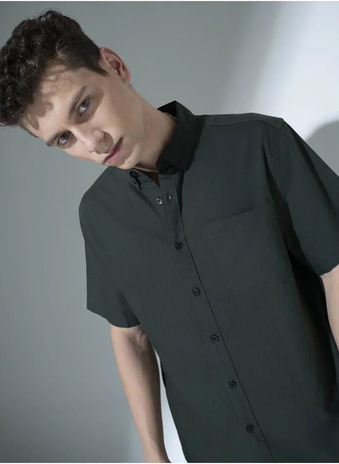Hubberholme Dark Green Shirt For Men