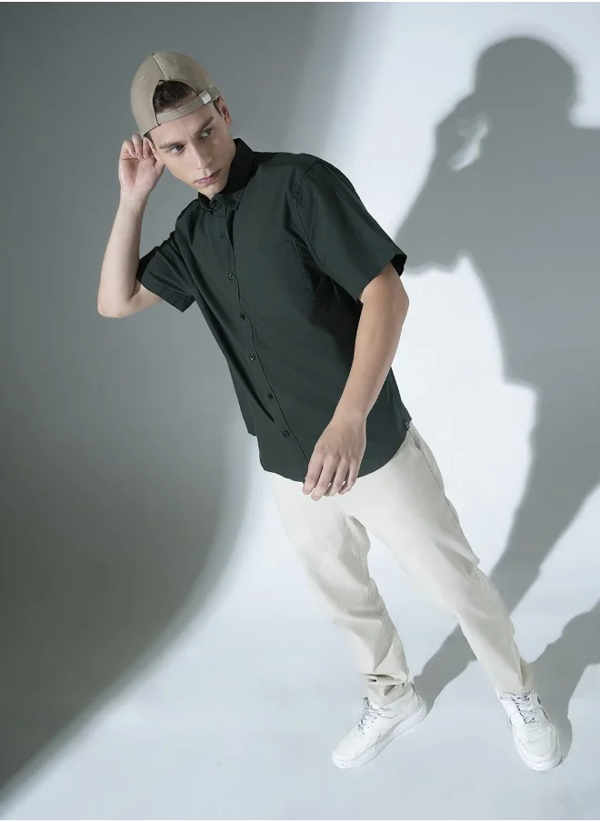 Hubberholme Dark Green Shirt For Men