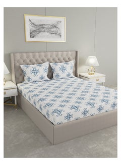 Raymond Raymond Home Queen Size Fitted Sheet Super Soft 152 TC Pure Cotton (152x198+30 cm, 46x69 cm) Fitted sheet & 2 PillowCases  - Image 1