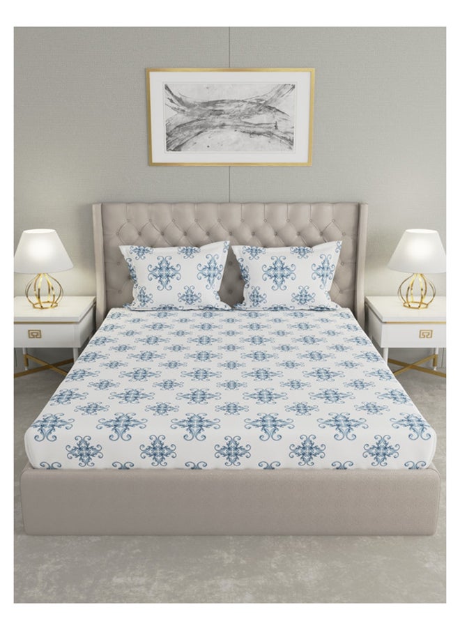 Raymond Raymond Home Queen Size Fitted Sheet Super Soft 152 TC Pure Cotton (152x198+30 cm, 46x69 cm) Fitted sheet & 2 PillowCases  - Image 2