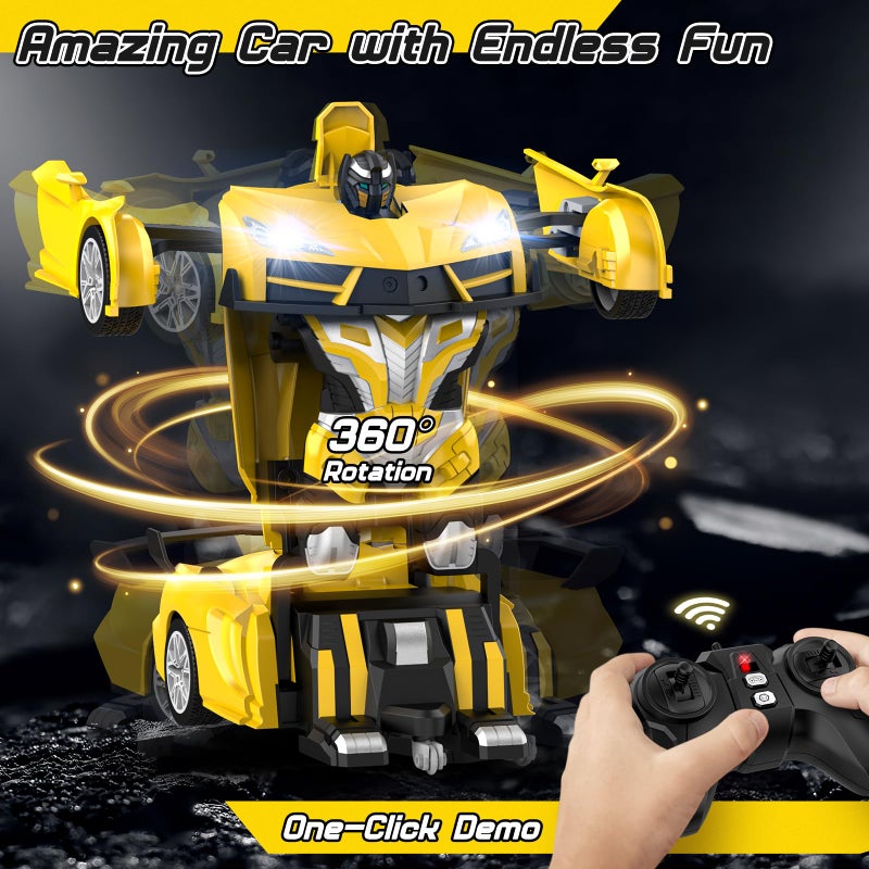 Qumcou Transform Remote Control Car, RC Cars for Boys Age 3-5 6-8, One-Button Transform Toy Cars, 2.4GHz, 360Â° Spin, 1:16 Scale, Flashing Headlight,3-8 Year Old Grandkids Christmas Birthday Gifts - Image 3