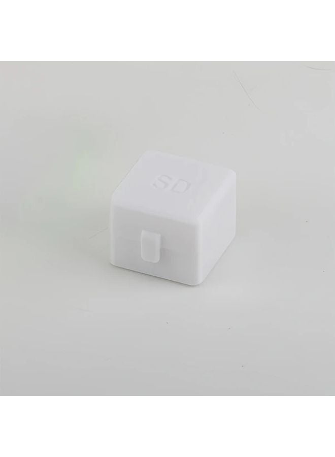 White Compact Square Storage Card Organizer Box Holds 4 SD 8 Micro SD Cards - Image 1