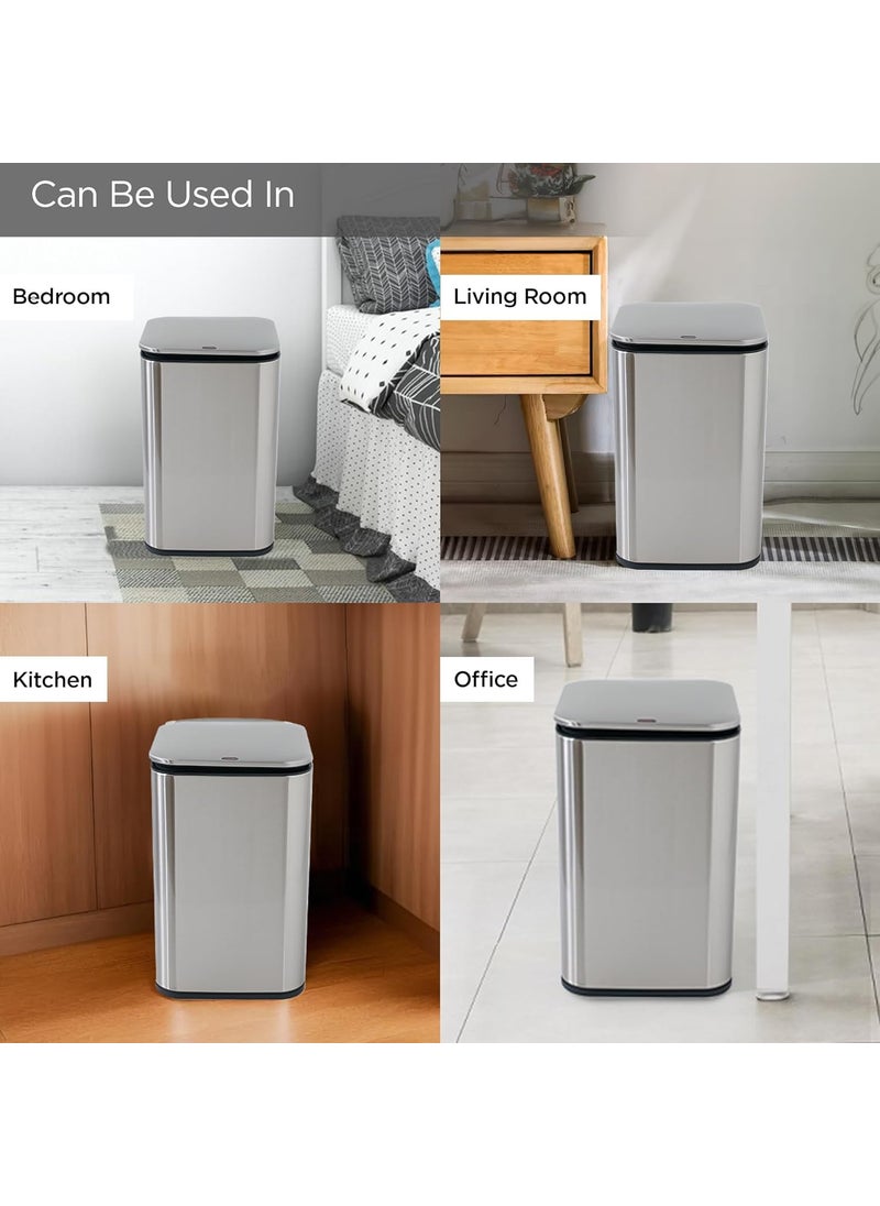 Urbane Home Urbane Home 15L Stainless Steel Automatic Touchless Motion Sensor Dustbin Quick Open Soft Close Lid Garbage Bin for Kitchen Bathroom Indoor Outdoor Trash Can  - Image 4