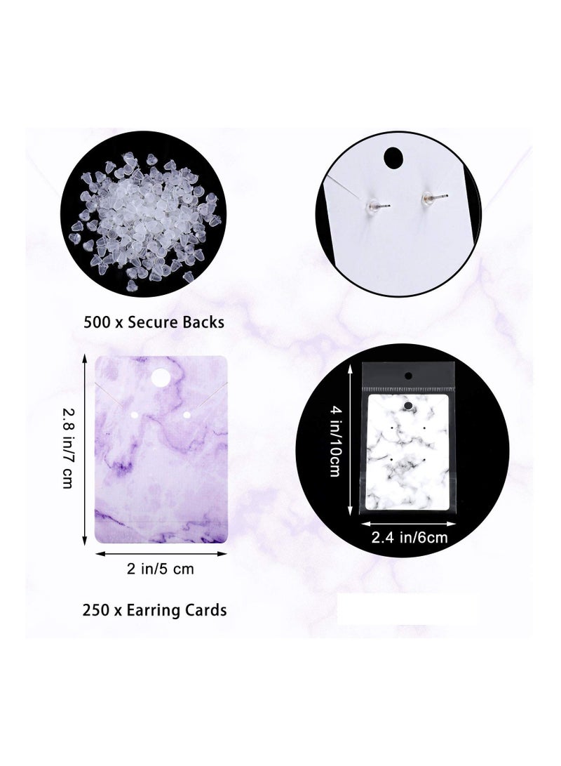 Y&D Earring Necklace Display Card Holder, 950 Pcs Marble, 250 5 Colors Jewelry Cards 200 Self Seal Bags and 500 Back for Packing, 2 X 2.8 Inches (Marble) - Image 4
