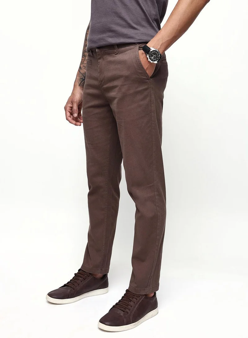 دينيس لينغو بنطلون تشينو رجالي بقصة مستقيمة بلون رمادي داكن من مزيج القطن